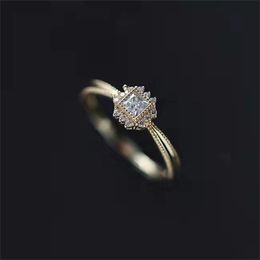 Anéis de cluster 18k princesa anel diamante amarelo real jóias de ouro (AU750) mulheres designer personalizado moda casamento fino jóias personaliza
