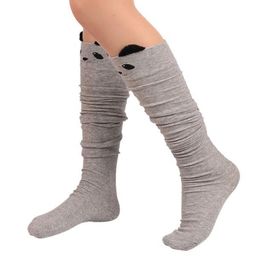 Socks & Hosiery Women Cute Animal Print Over Knee High Sock Solid Colour Keep Warm In Winter Long Elastic Nursing Female321T