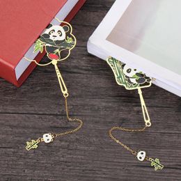 Bookmark 1Pc Chinese Style Retro Panda Metal Pendant Hollow Book Clip Tassel Pagination Mark Stationery Supply Gift