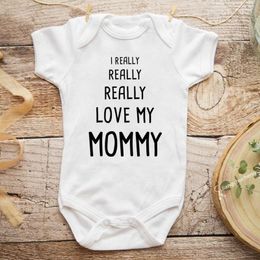 Rompers Cute I Really Love My Mommy Born Baby Boy Girl Romper Cotton Short Sleeve Jumpsuit Infant Clothes Pajama Outfits