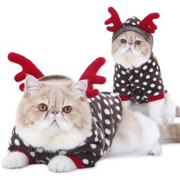Winter Costume Christmas Elk installed Keep warm Pet Party Cosplay Special Events Apparel Cat Clothing Kitty Kitten Outfits