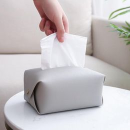 kitchen tissue holder UK - Tissue Boxes & Napkins PU Leather Box Napkin Holder Rectangle Home Kitchen Paper Storage