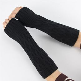 Sports Gloves Fashion Winter Soft Candy Color Fingerless Mittens Arm Warmers Thick Warm Long Knitted