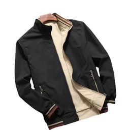 BROWON Jacket Men Spring Autumn Mens Double Sided Wear Stand Collar Casual Jacket Youth Trend Jacket for Men Clothing 211103