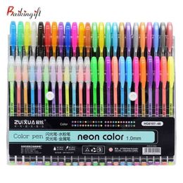 GENKKY Promotion pen 48 Colours Gel Pens Set Glitter Gel Pen For Adult Colouring Books Journals Drawing Doodling Art Markers 210330