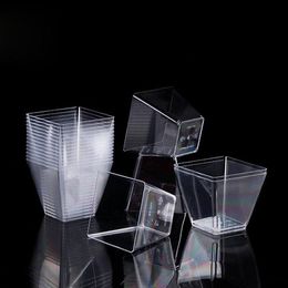 9OZ Plastic Cup 270ml Clear Square Disposable Dessert Cups Festival Wedding Decoration Cake Mousse Jelly Pudding Tiramisu