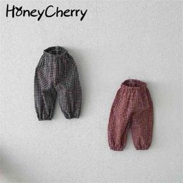 summer baby check pants casual thin anti-mosquito kids clothes 210702