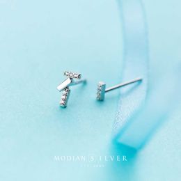 Simple Tiny Irregular Clear Zirconia Stud Earrings Small Sterling Silver 925 Fashion Ear For Women Wedding Jewelry 210707