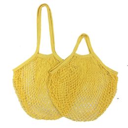 new Cotton Shopping Bag Foldable Reusable Shopping Grocery Bag for Vegetable and Fruit Cotton Mesh Market String Net EWE7386