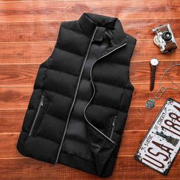 Solid Vest Mens Winter Down Casual Male Waistcoat Sleeveless Jackets Men Cotton-Padded Thick Men Clothing Warm Oversized Outwear 210524