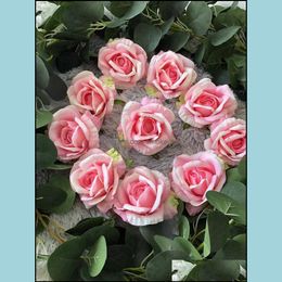 Decorative Flowers & Wreaths Festive Party Supplies Home Garden 10Pcs Silk Rose Heads Artificial In Wholesale Fake Flower For Wedding Decora