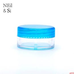 Blue 3g 5g Plastic Small Round Jar Lip oil Refillable Nail Polish Sample Empty Cosmetic Cream Bottles Free Shippinggood qtys