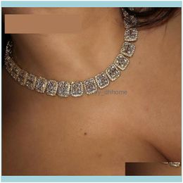 Necklaces & Pendants Jewelrygold Colour Blue Crystal Rhinestone Choker Necklace Big Women Jewellery Statement Hip Hop Men Bling Iced Out Choker