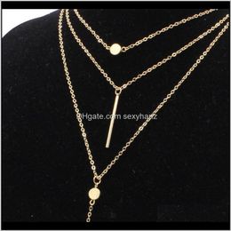 Chokers Necklaces & Pendants Drop Delivery 2021 Idealway Fashionable Multi-Layer Chain Gold Plated Summer Charms Choker Necklace For Women Je