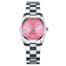 Lady Fashion Pink Dial Watches Waterproof For Women 2022 High Quality Quartz Watch Elegant Dress Ladies Stainless Steel Wristwatches