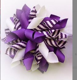 100pcs 3.5" new lovely korker hair bows fashion boutique girl boutique hair bows print ribbon bows ponytail rubber band