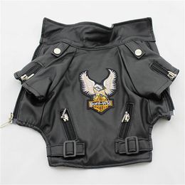Glorious Eagle Pattern Dog Coat PU Leather Jacket Soft Waterproof Outdoor Puppy Outerwear Fashion Clothes For Small Pet(XXS-XXL) 220104