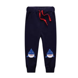 Jumping Metres Boys Clothes Autumn Spring Baby Sweatshirts Applique Sharks Children Full Length Trousers Arrival Kid 210529