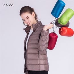 Autumn Winter Women Ultra Light White Duck Down Jackets Candy Colour Slim Short Design Warm Coats 210430