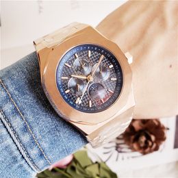 Men Automatic Mechanical Clock Stainless Steel Muti Function Sapphire Watch Rose Gold Waterproof Watches Man Business Watch