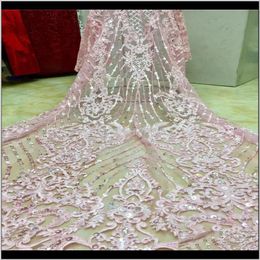 Clothing Apparel Luxury Nigerian Net Laces Fabrics High Quality African Sequins French Tulle Mesh Lace Fabric Drop Delivery 2021 8Jwom