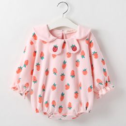 Baby Boys Girl Rompers Long Sleeves Strawberry Printing Spring Autumn Boy born Clothes 210429