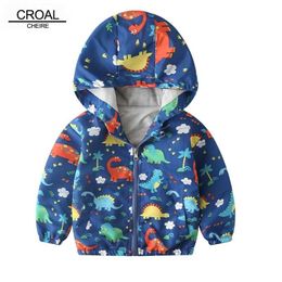 CROAL CHERIE Dinosaur Autumn Kids Boys Jacket Outerwear Coats For Girls Cartoon Car Printing Children Clothing 211204