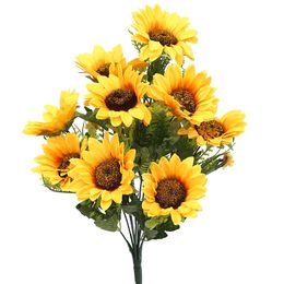 Large Sunflower Bouquet 45cm height 10 Forks Artificial flowers For Home/Wedding Decorations