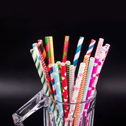 Biodegradable Disposable Paper Straw Environmental Colorful Drinking Straw Wedding Kid Birthday Party Decoration Supply Bar Tool DH9586