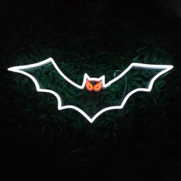 Red Eyes Bat Sign Store Restaurant Bar Gift shop wall Decoration Board LED neon light for Halloween 12 V Super Bright Bat LED neon sign Halloween Holiday Lighting