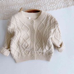 Children's Knit Cardigan Autumn Boy's Plain Diamond toddler boy sweater kids winter clothes 210515
