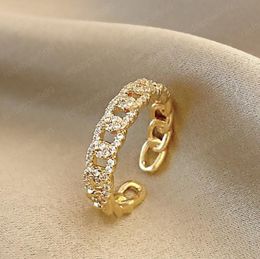 Exquisite Zircon Double Opening Ring Geometric Twist Wrapped Ring Wedding Party Unusual Finger Jewelry for Women Girls