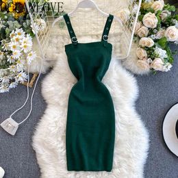 Solid Knitted Sexy Dress Women Vintage Square Collar Mini Dresses Spring Summer Vestidos Ins Fashion Ropa Mujer 14280 210415