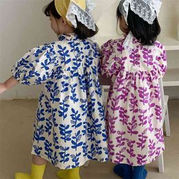 Dress Summer Japanese And Korean Style Floral Print For Girls Kid Clothes Children 210528