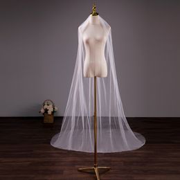 Atacado tule macio 3meter véus 5meter branco marfim voile mariee véu longo do casamento com pente de metal Headwear nupcial Vestido de Noiva