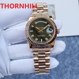 Rose Gold Black Dial Womens Day Date Roman Watches Automatic Movement 316L Stainless Steel Watch 36mm women 2813 Mechanical Wristwatches
