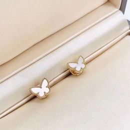 V gold material butterfly shape with white shell for women wedding Jewellery gift have Normal box stamp PS4847