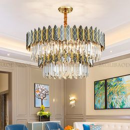 Postmodern Round LED Crystal Chandelier Living Room Pendant Lamp Villa European Bedroom Personalized Restaurant Hotel Lobby Exhibition Hall Droplight Lights