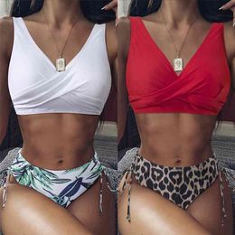 Tie Dye Bikini High Waist Push Up Leopard Elastic Band Swimsuit Sexy Biquini With Adjustable Strap Swimwear Women 210722