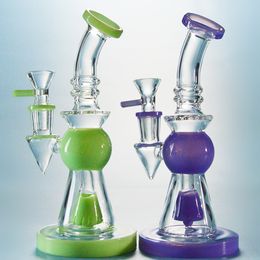 Wholesale Showerhead Hookahs Bent Type Style Bongs Water Pipe With Glass Bowl Dab Rigs Pyramid Design Smoking Pipes 14.5mm Female Joint Heady glass XL275