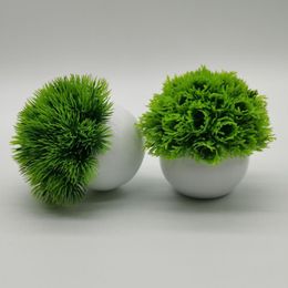 Decorative Flowers & Wreaths 12cm Mini Bonsai Fake Plants With Pot Home Decor Artificial Grass Garden Bedroom Greenery