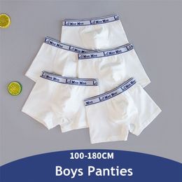 5pcs/pack Kids Underwear Boys Cotton Solid White Panties Toddler Baby Underpants Cartoon Shorts Boxers for Teenage 2 6 10 18Yrs 210622