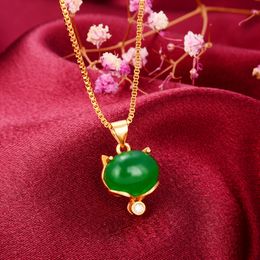 Natural Hetian Jade Fox Pendant Necklace 925 Silver Fashion Jewellery Chalcedony Amulet Gifts for Women