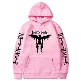 Janpanese Death Note Printed Hoodies Hip Hop Streetwear Men Women Anime Hooded Sweatshirt Pullover Hoodie Y0803