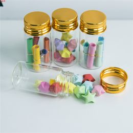 30x60x21mm 25ml Transparent Clear Glass Bottles With Aluminium Screw Cap Empty Golden Lids Gift Vials Jars 50pcshigh qty
