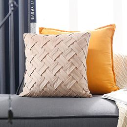 Modern Luxury Pillow Cover Manual Weave Northern Europe Dutch Cashmere Sofa Cushion Decorative Case 50x50cm D005 Cushion/Decorative