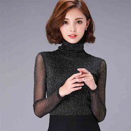 Women Blouses Long Sleeve Turtleneck Winter Elegant Women Blouse Fashion Women Tops Big Plus Size Ladies Blouses 210518