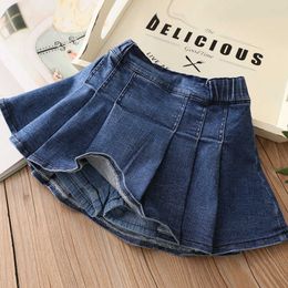 Autumn Spring Summer 2 3 4 6 8 9 10 12 Years Kids Cotton School Embroidery Lovely Draped Denim Skirt For Baby Girls 210529