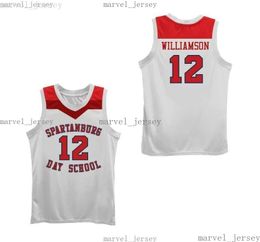 cheap Vintage Zion Williamson #12 High School Jerseys White Red Stitched Shirts MEN WOMEN YOUTH XS-5XL