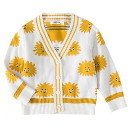 V Necek Girls Sweater Cotton Spring Autumn Cardigan Cartoon Print Baby Girl&Boy Kids Knitted Sweaters Knitwear Coat 210417